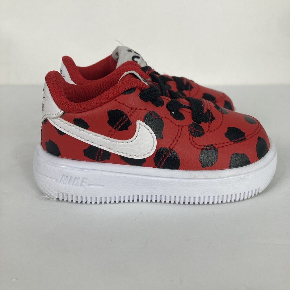 Nike Force 1 Toddler Shoes Lady Bugs Red Black White DC8203-600 Size 5C